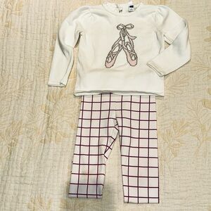 Janie and Jack Ballet Pajama Set - Cream and Pink